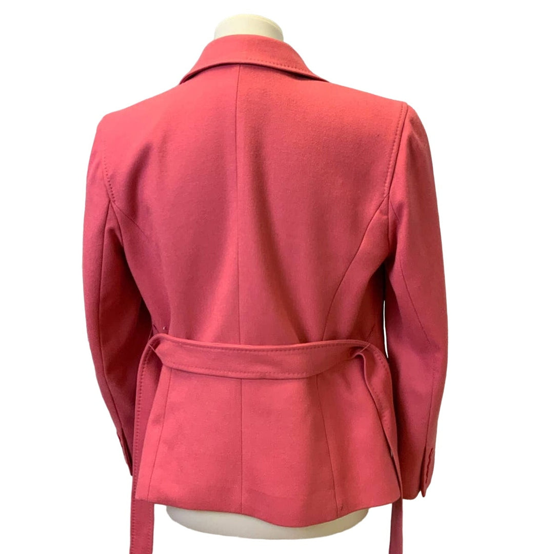 Talbots Petites Size 8 Hot Pink Wool Cashmere Blend Career Blazer Jacket w Belt