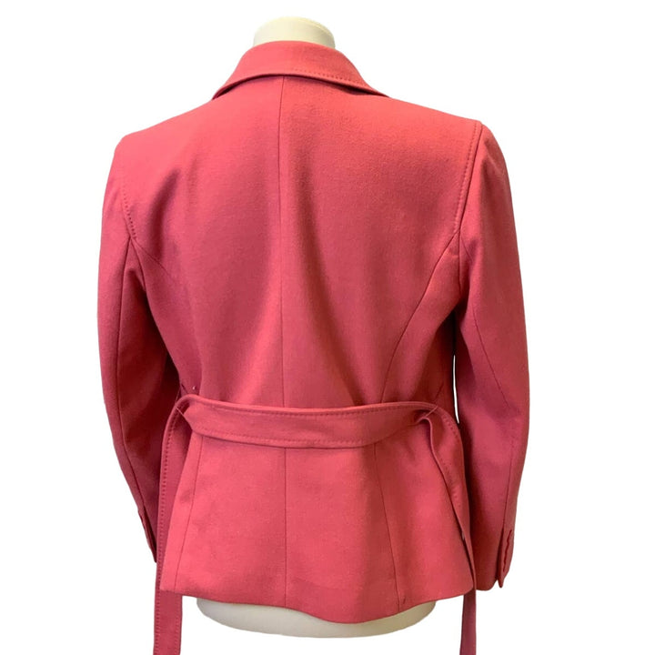 Talbots Petites Size 8 Hot Pink Wool Cashmere Blend Career Blazer Jacket w Belt