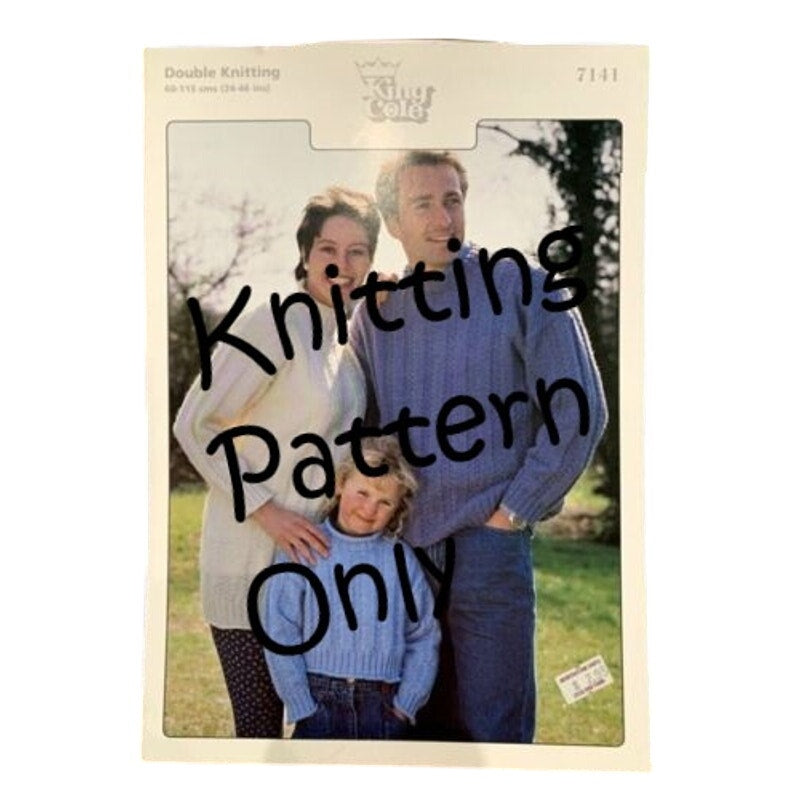 Vintage 1995 King Cole 7141 Man Woman Kid Family Tunic Sweater Knitting Pattern