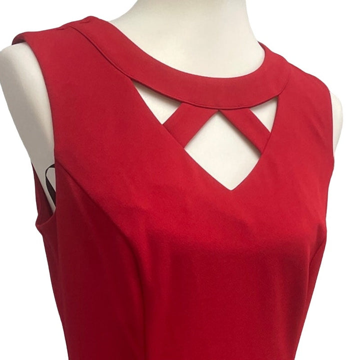 Roz &amp; Ali Womens Size 8 Red Fit n Flare Sleeveless Knee Length Dress