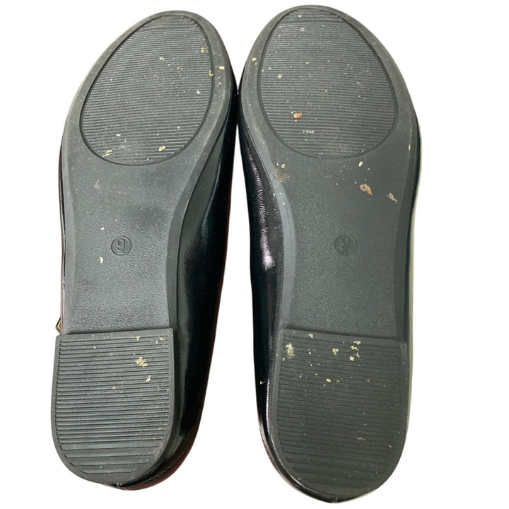 Trary Womens Size 9 Shiny Black Faux Leather Mary Jane Ballet Buckle Flat Shoes