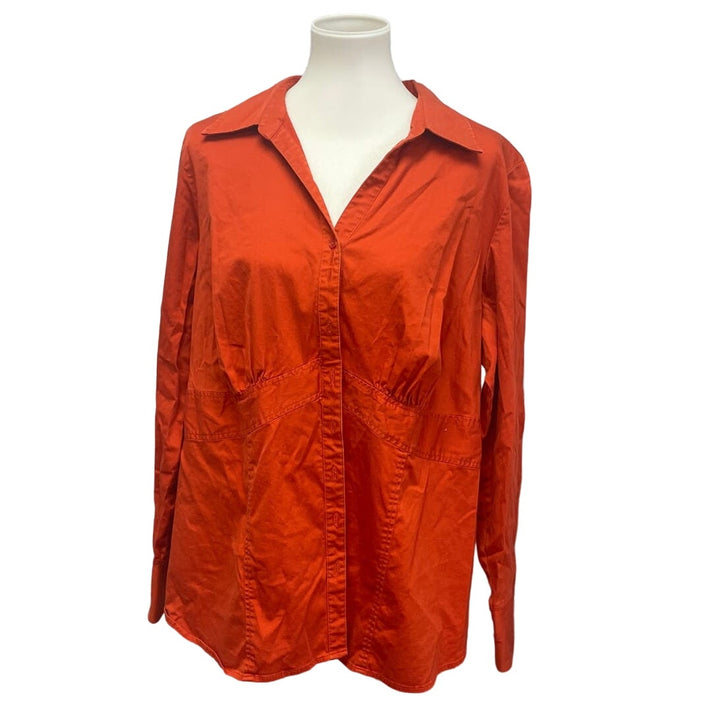 Lane Bryant Womens Plus Size 22/24 Long Sleeve Stretch Cotton Button Up Shirt
