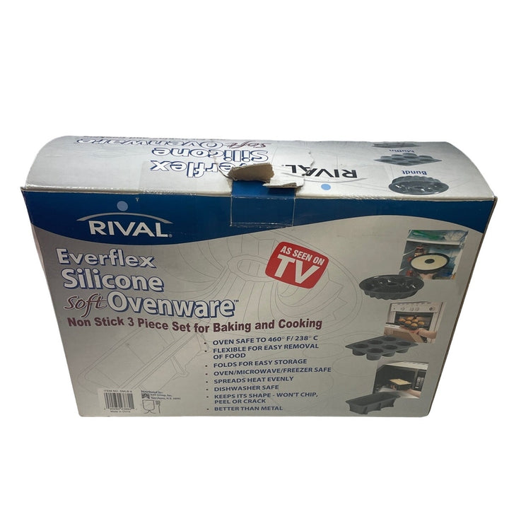 New In Box Rival As Seen On TV Silicone Soft Non Stick 3 Piece Baking Ovenware