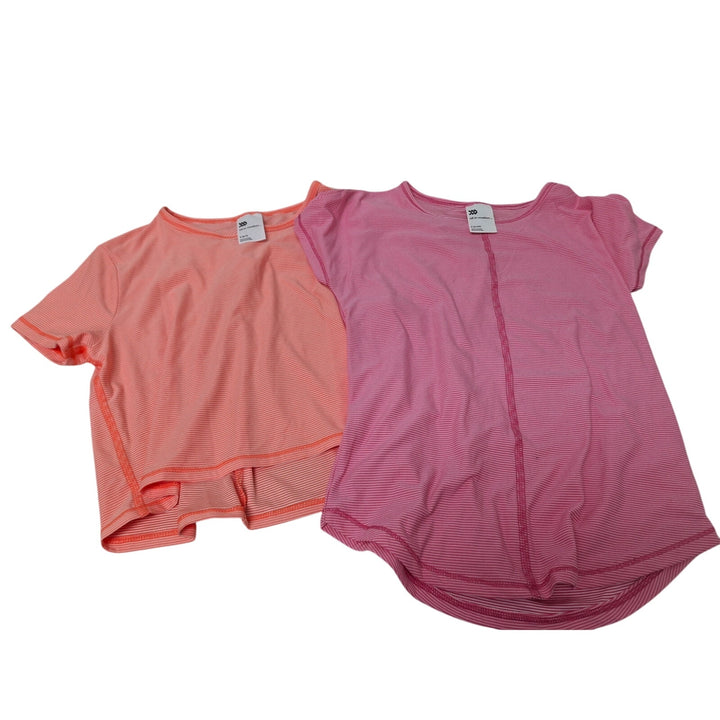2 New All in Motion Girls Small (6/7) Striped Short Sleeve Tee Shirts Tops