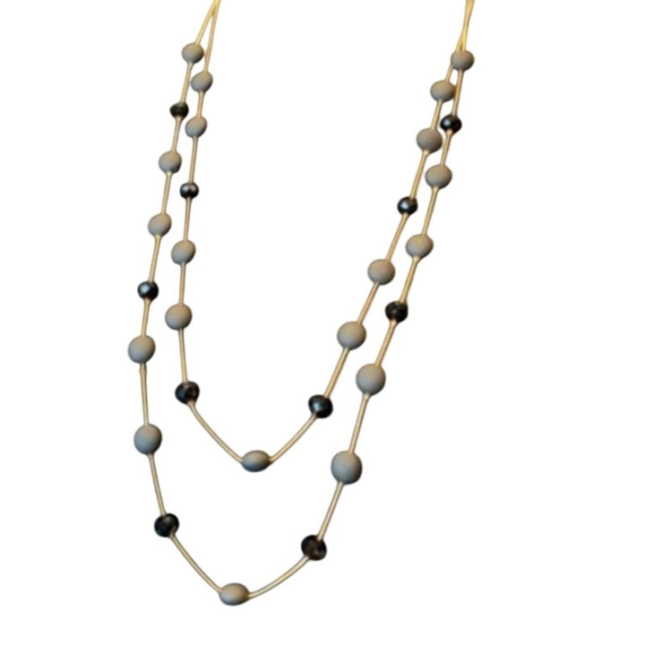 4 New Shiny Silver Gold Black Matte Waterfall Beaded Opera Length Necklace Lot