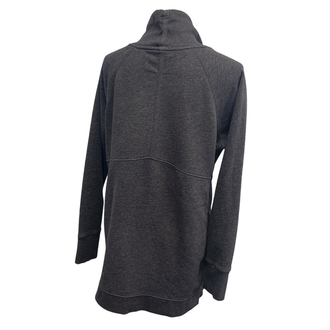 Hand Printed Upcycled Womens Large MAMA Mock Hoodie Front Pocket Sweatshirt