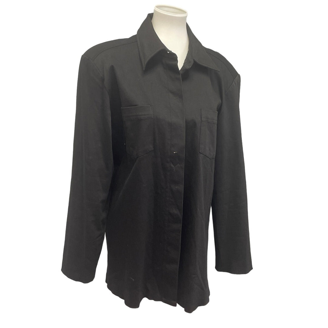 Merona Womens Large Cotton Blend Lined Button Up Padded Shoulder Jacket