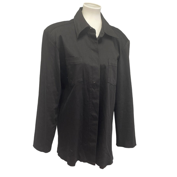 Merona Womens Large Cotton Blend Lined Button Up Padded Shoulder Jacket