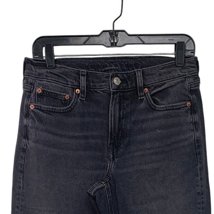 New American Eagle Womens Size 4 Black High Rise Relaxed Straight Denim Jeans