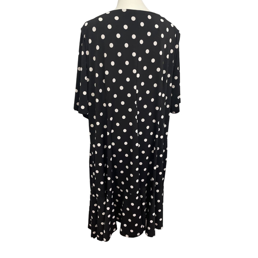Avenue Womens Plus Size 26 Half Sleeve Black White Polka Dot Sheath Dress