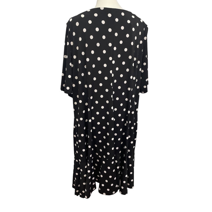 Avenue Womens Plus Size 26 Half Sleeve Black White Polka Dot Sheath Dress