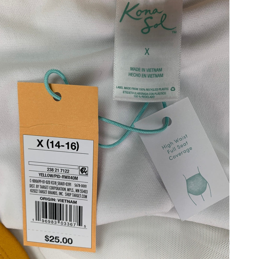 New Kona Sol Womens X (14/16) High Waist Full Seat Coverage Bikini Bottoms ONLY