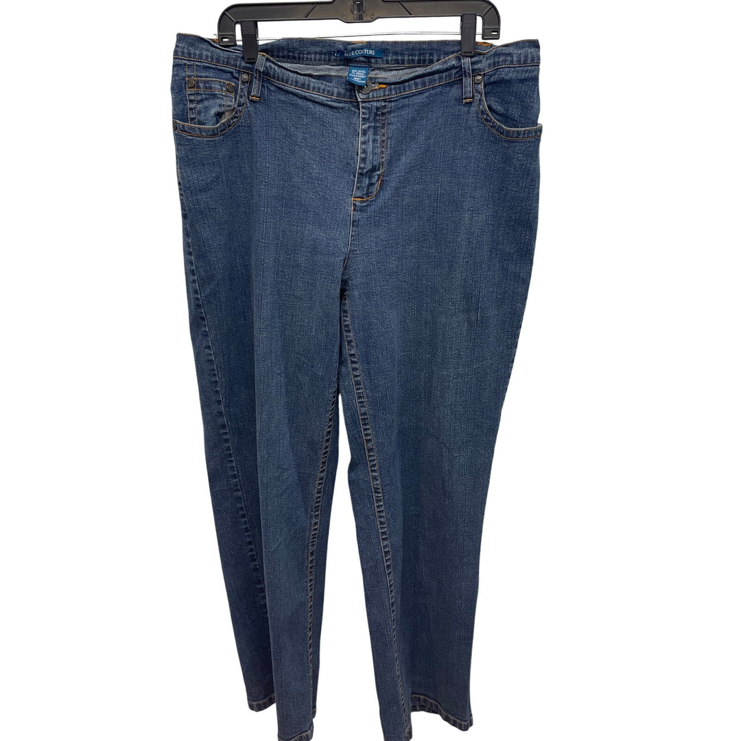 Blue Couture Size 18W Tall Straight Leg Stretch Cotton Blend Denim Blue Jeans