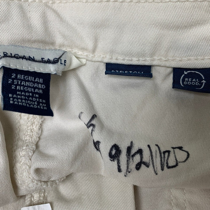 New American Eagle Womens Size 2 Khaki Ribbed Waist Lightweight Cargo Pants
