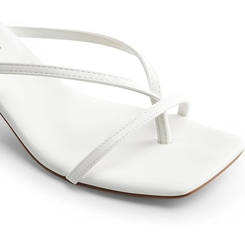 Dream Pairs Womens Size 6.5 White Strappy 3" Kitten Heel Open Toe Sandal Shoes
