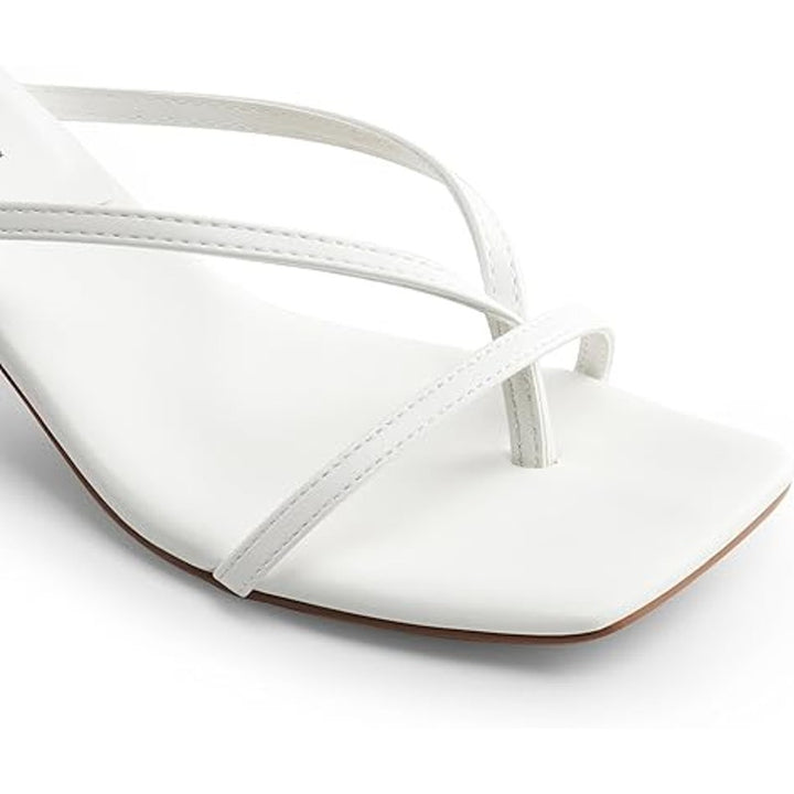 Dream Pairs Womens Size 6.5 White Strappy 3" Kitten Heel Open Toe Sandal Shoes