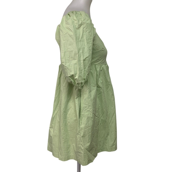 New American Eagle Womens Medium Bright Lime Green Puff Sleeve Babydoll Dress