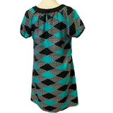 BCBG MaxAzria Womens Large Short Sleeve Lightweight A-Line Diamond Dress