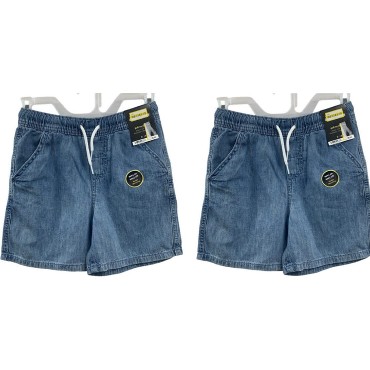 2 New Cat &amp; Jack Kids Large (10/12) Cotton Denim Jean Pull On Elastic Shorts