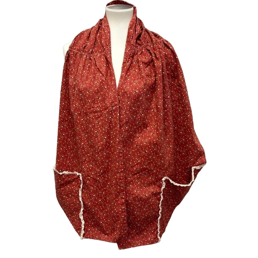 Vintage Handmade Cottagecore Calico Paisley Shawl Wrap with Pockets