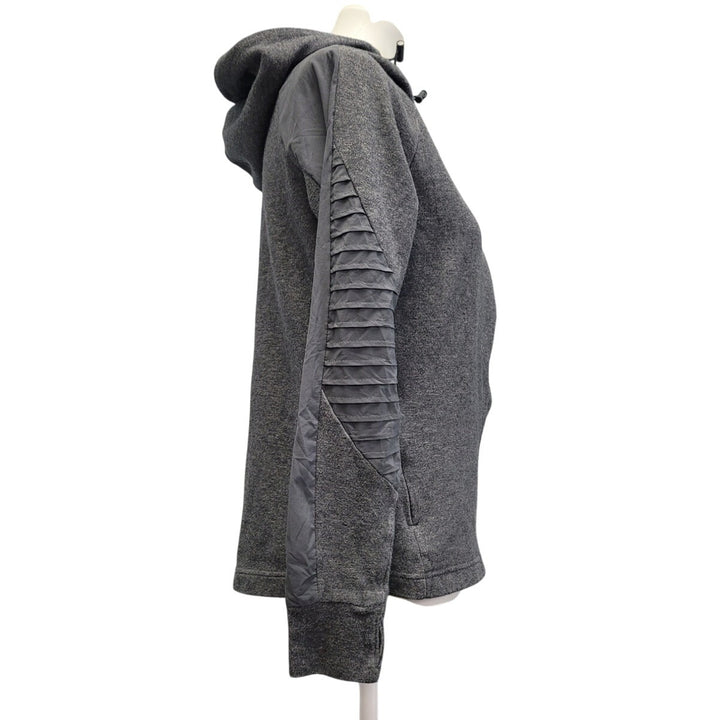 Hand Printed Upcycled Womens Medium Blue Jay Bird Long Sleeve Hoodie Jacket