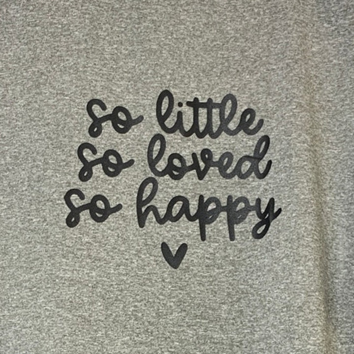 New Hand Printed Boys Small So Little So Loved So Happy Short Sleeve Tee Shirt