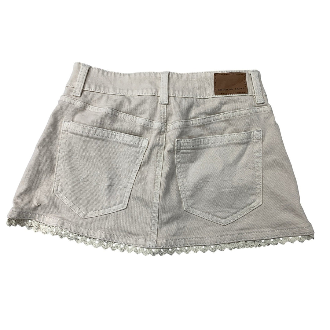 New American Eagle Womens XS 00 Stretch Low-Rise Crochet Denim Micro Skort w Top