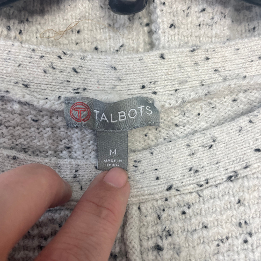 Talbots Womens Medium Long Sleeve Boat Neck Black Confetti Pullover Sweater