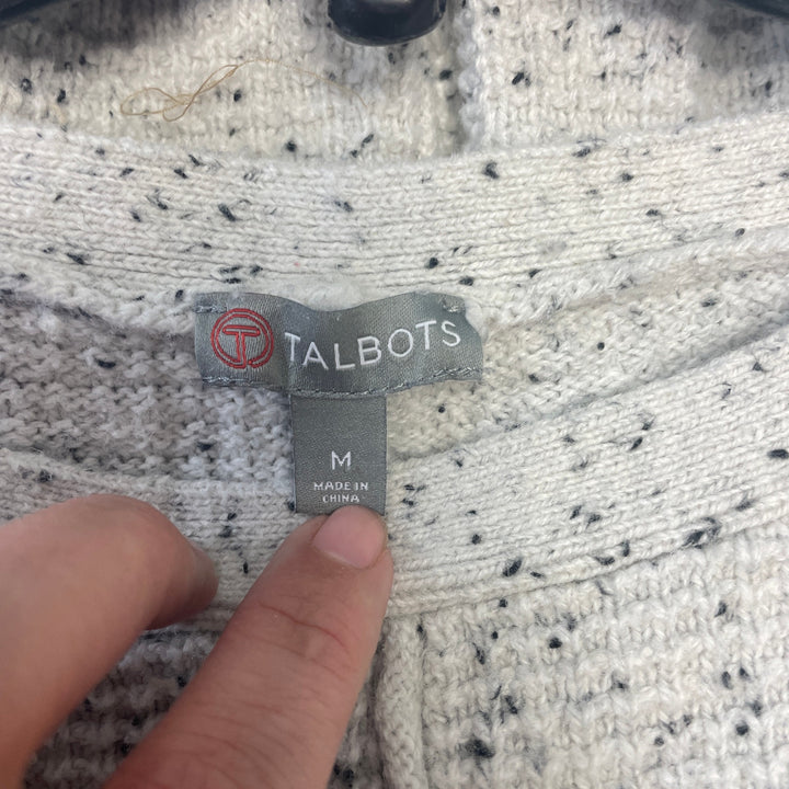 Talbots Womens Medium Long Sleeve Boat Neck Black Confetti Pullover Sweater