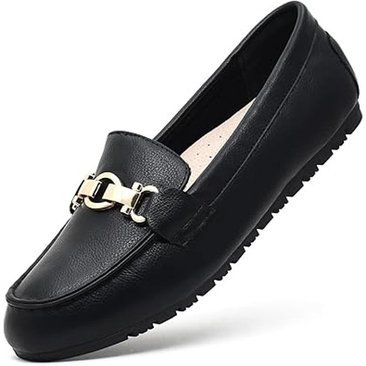 Cvistpieo Womens Size 8 Black Faux Leather Slip On Business Casual Loafers Shoes