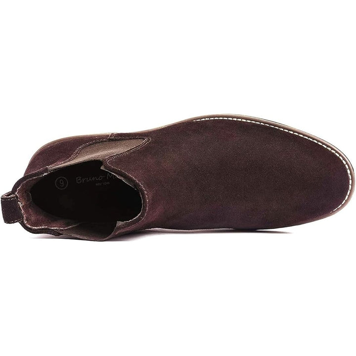 Bruno Marc Mens Size 7 Brown Suede Leather Slide On Low Heel Chelsea Ankle Boots