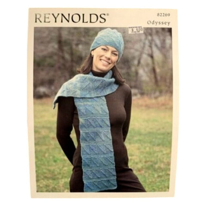 New Reynolds Yarns Odyssey 82269 Dominoe Scarf &amp; Hat Knitting Pattern