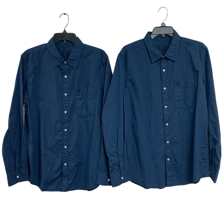 2 New American Eagle Mens Large Slim Fit Long Sleeve Button Up Collared Shirts