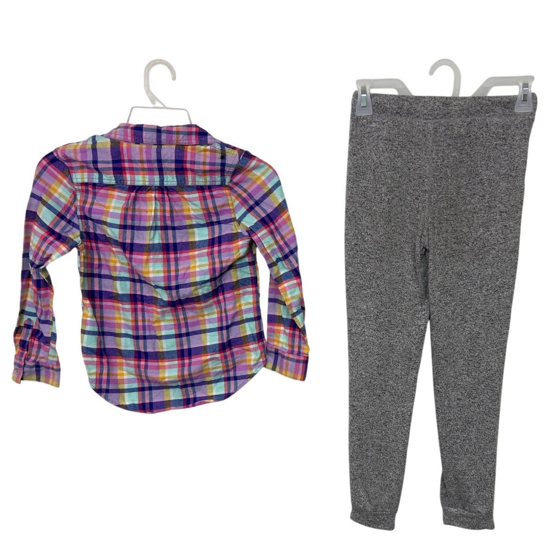 2 New Cat &amp; Jack Girls Medium (7/8) Long Sleeve Button Up Shirt Jogger Pants
