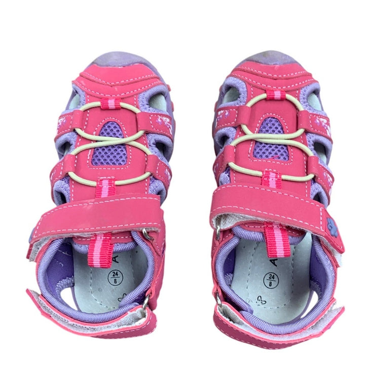Apakowa Little Girls Size 8 Pink Purple Sandals Floral Closed Toe Summer Shoes