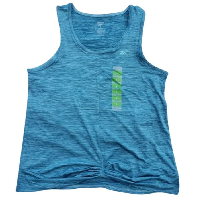 NWT New Reebok Womens Large Teal Heathered Athletic Sleeveless Tank Top