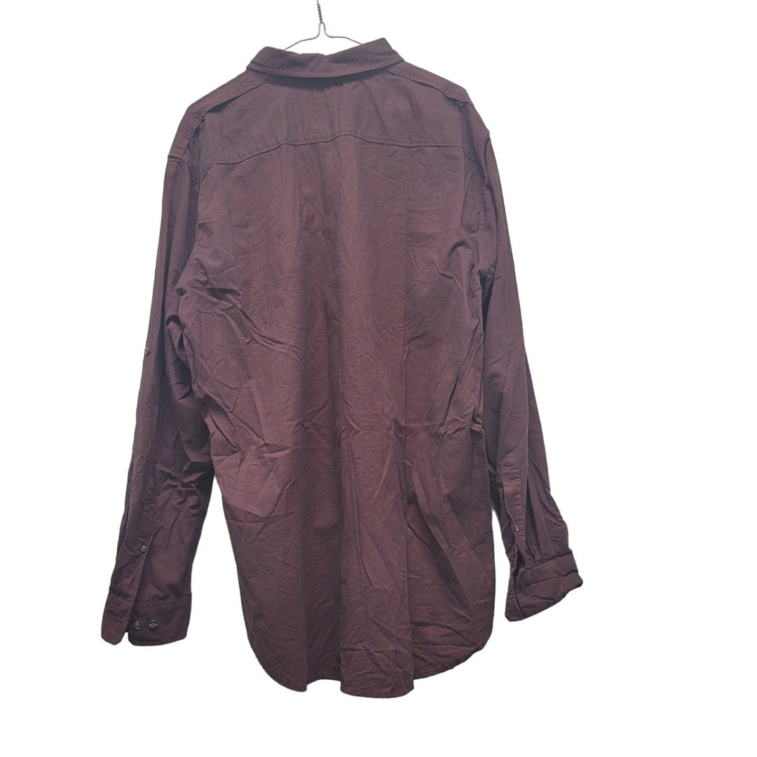 Apt 9 Mens XL Maroon 100% Cotton Long Sleeve Button Up Shirt w Front Pockets