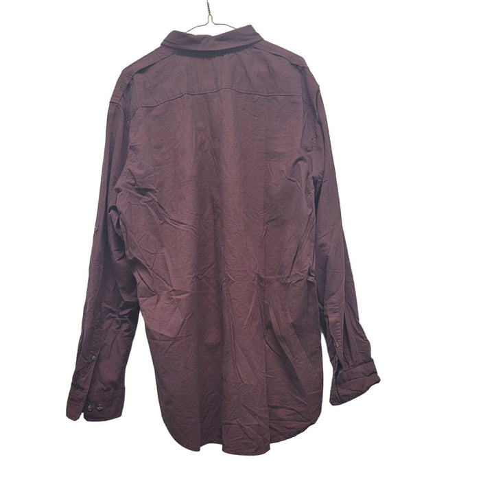 Apt 9 Mens XL Maroon 100% Cotton Long Sleeve Button Up Shirt w Front Pockets