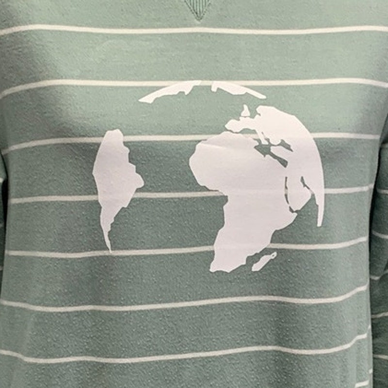 Hand Printed Upcycled Womens XS PolyBlend Earth Day Long Sleeve Sweatshirt