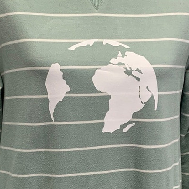 Hand Printed Upcycled Womens XS PolyBlend Earth Day Long Sleeve Sweatshirt
