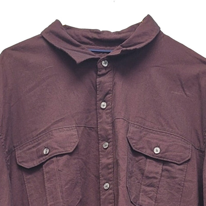 Apt 9 Mens XL Maroon 100% Cotton Long Sleeve Button Up Shirt w Front Pockets