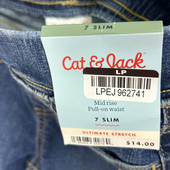 3 New Cat &amp; Jack Girls Size 7 Cotton Blend Stretch Denim Blue Jeans Jeggings