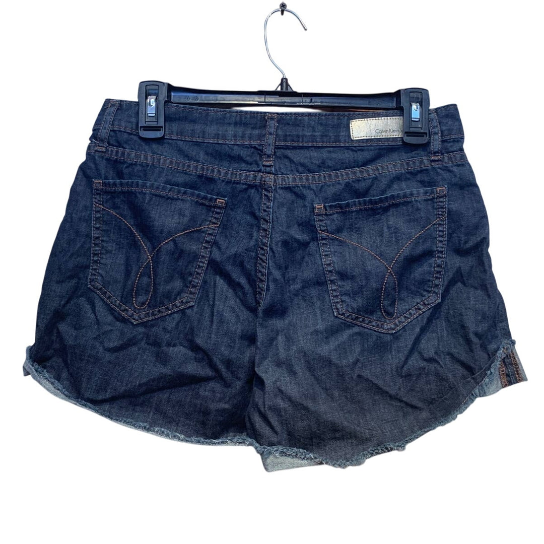 Clavin Klein Size 6 Cutoff Sewn Cuff Dark Wash 100% Cotton Short Jean Shorts
