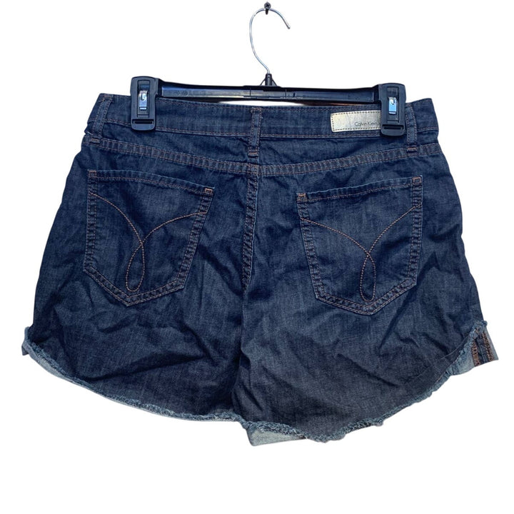 Clavin Klein Size 6 Cutoff Sewn Cuff Dark Wash 100% Cotton Short Jean Shorts