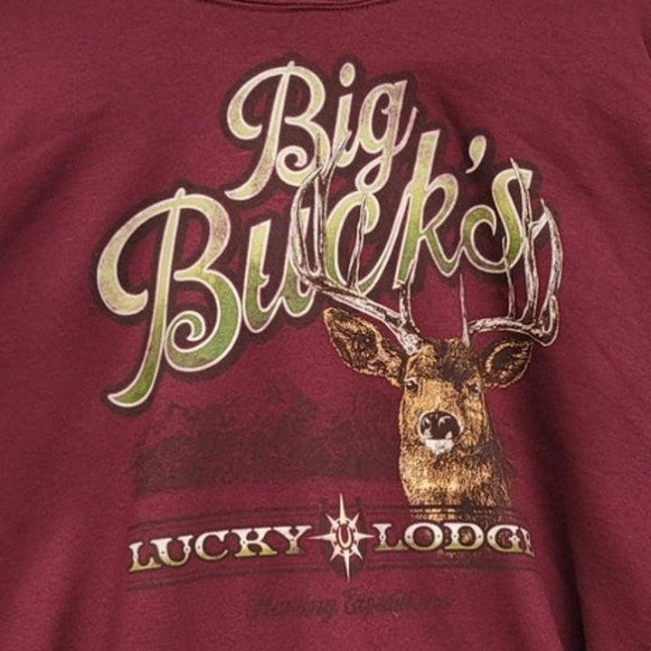 Jerzees Mens 2XL Deer Big Bucks Lucky Lodge PolyCotton Long Sleeve Hoodie