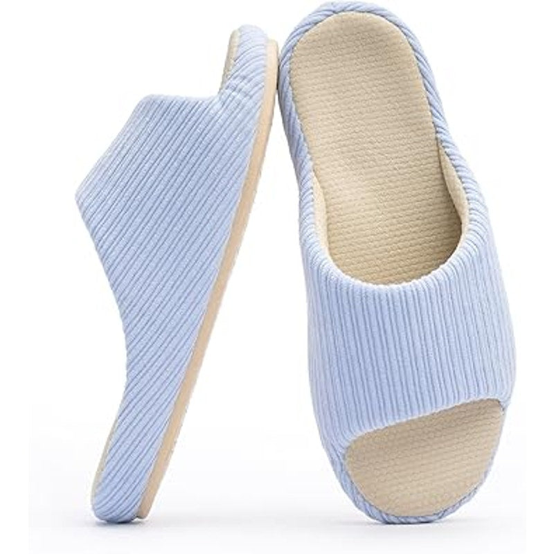 New Chantomoo Womens 9-10 Light Blue Memory Foam Rubber Sole Slide On Slippers