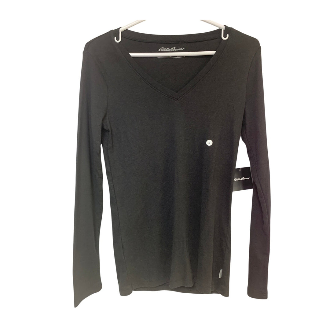2 New Eddie Bauer Womens Small Long Sleeve Elevate Boat V Neck Tee Shirts