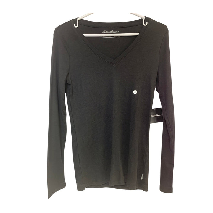 2 New Eddie Bauer Womens Small Long Sleeve Elevate Boat V Neck Tee Shirts