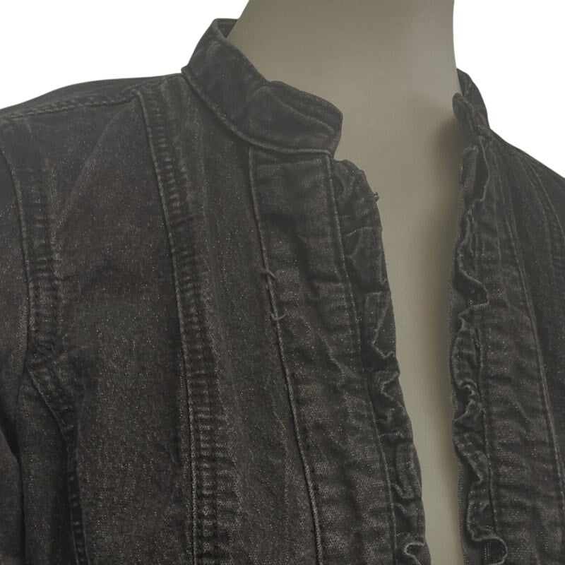 Christopher &amp; Banks Womens Petite Small Stretch Cotton Glittery Jean Jacket