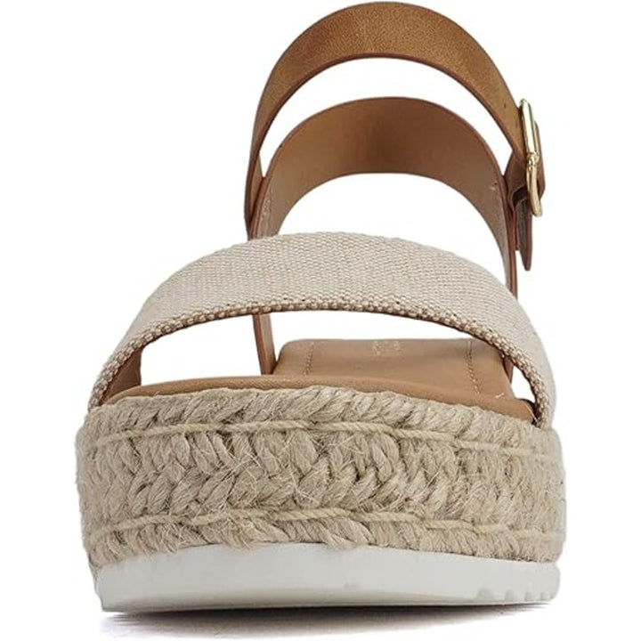 Soda Womens Size 6.5 Open Toe Ankle Strap 2.5" Platform Espadrille Sandal Shoes